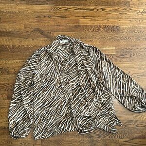 Michael kors animal print tie neck blouse - large